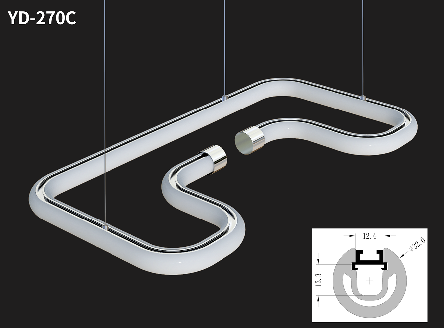 Suspended Aluminum Extrusion Channel Profiles Housing Anodized For LED Strip Lights