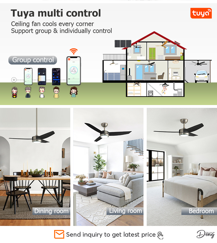 Home Office LED Ceiling Fan with Light Low Noise 3 Plastic Blades Tavan Pervanesi