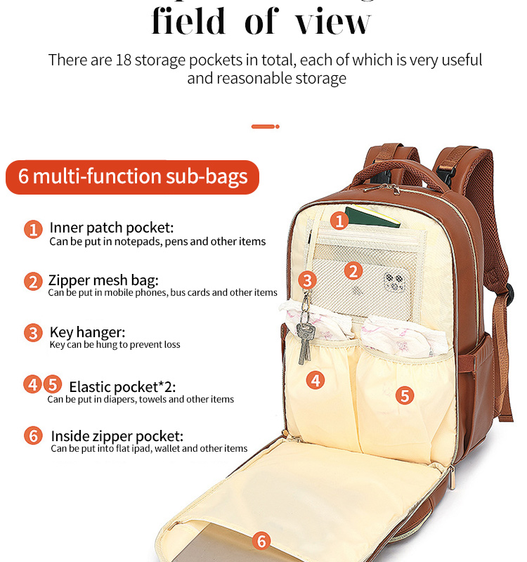 Factory Baby Diaper Bag Multi Function High Capacity Mummy Bag Changing Bag