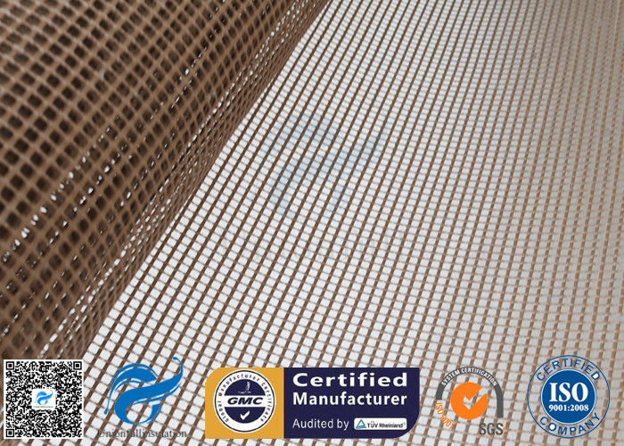 PTFE Coated Fiberglass Conveyor Belt Fabric 4x4MM Doule Weft Brown Open Mesh