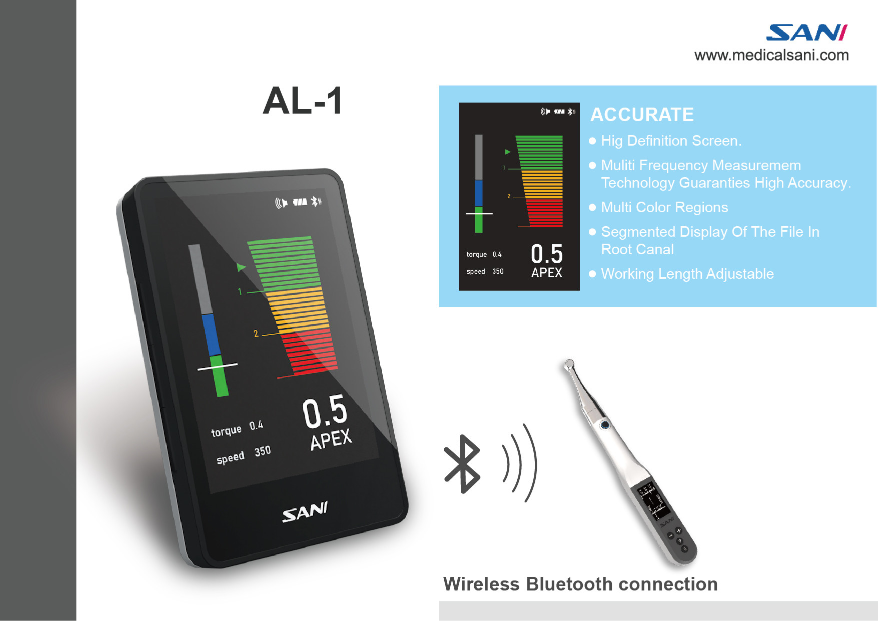 Medical Instrument 100V Handy Dental Apex Locator FDA Certification