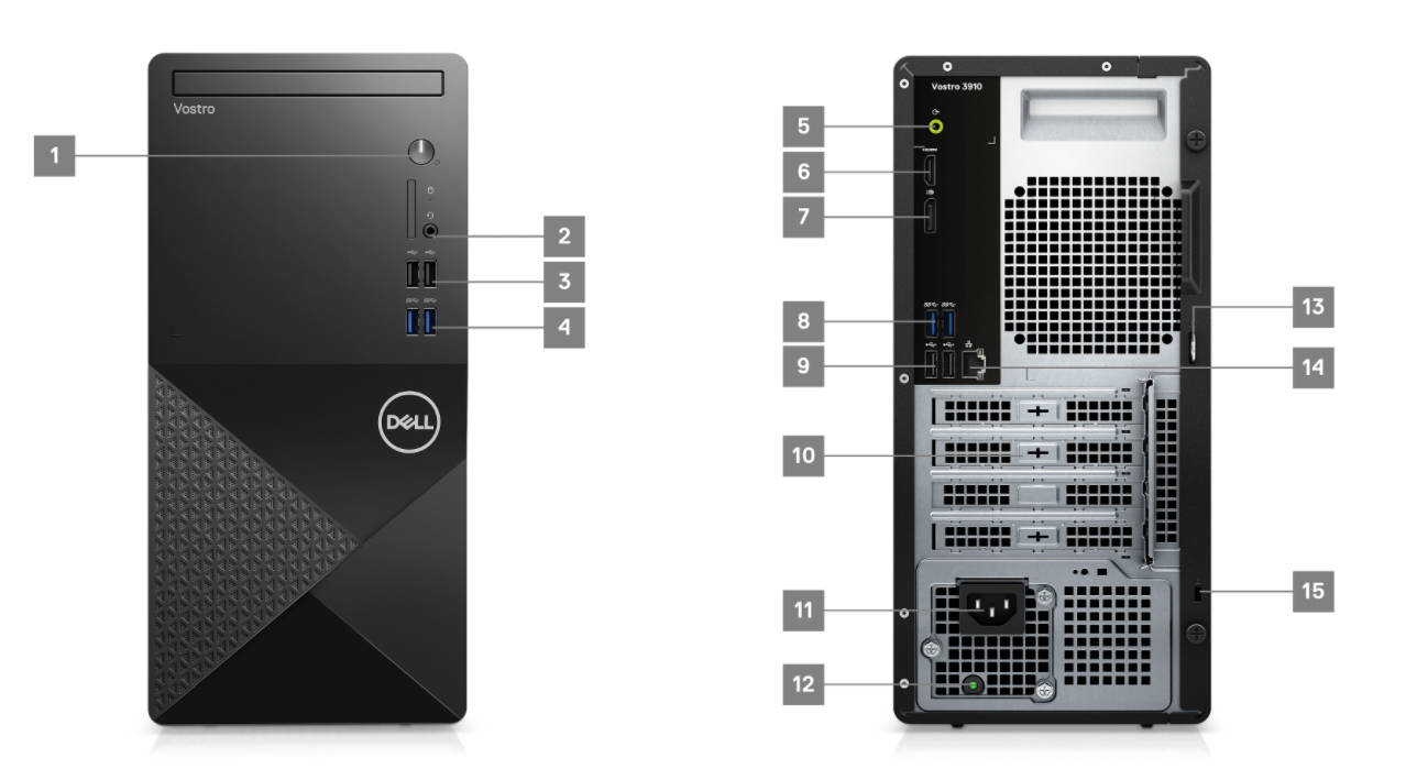 Dell Vostro 3910 Intel Core Gen12 i5-12400 8G RAM 1T HDD DVD-ROM Desktop Computer
