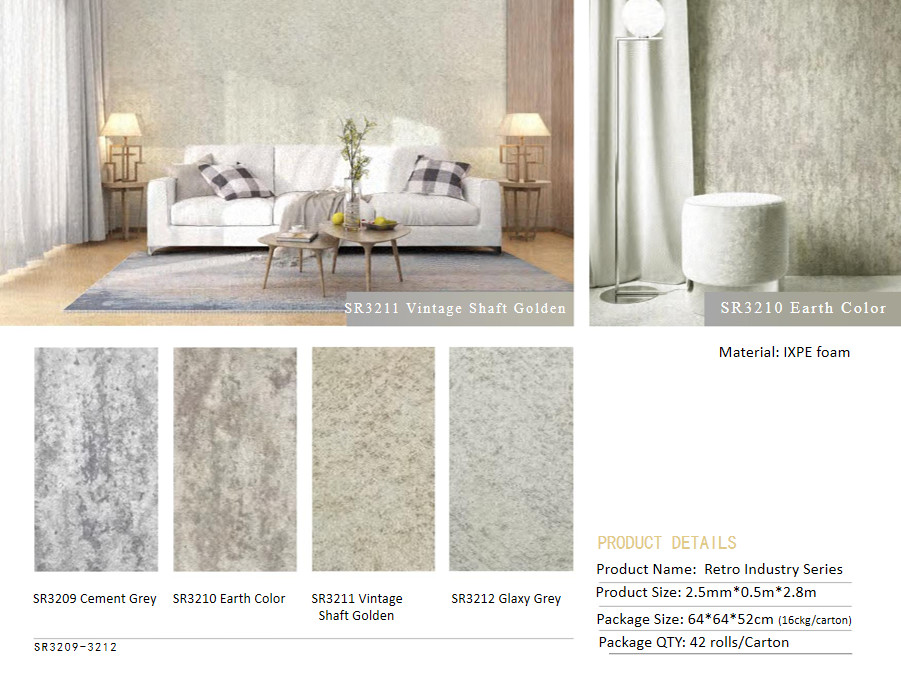 Vintage Series 3d Foam Wallpaper Wall Covering Free Cutting Moisture Proof For Dormitory