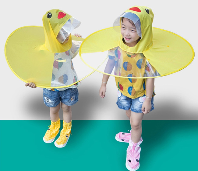 Children's Duck Raincoat Umbrella , Lightweight Rain Poncho Umbrella Eco - Friendly