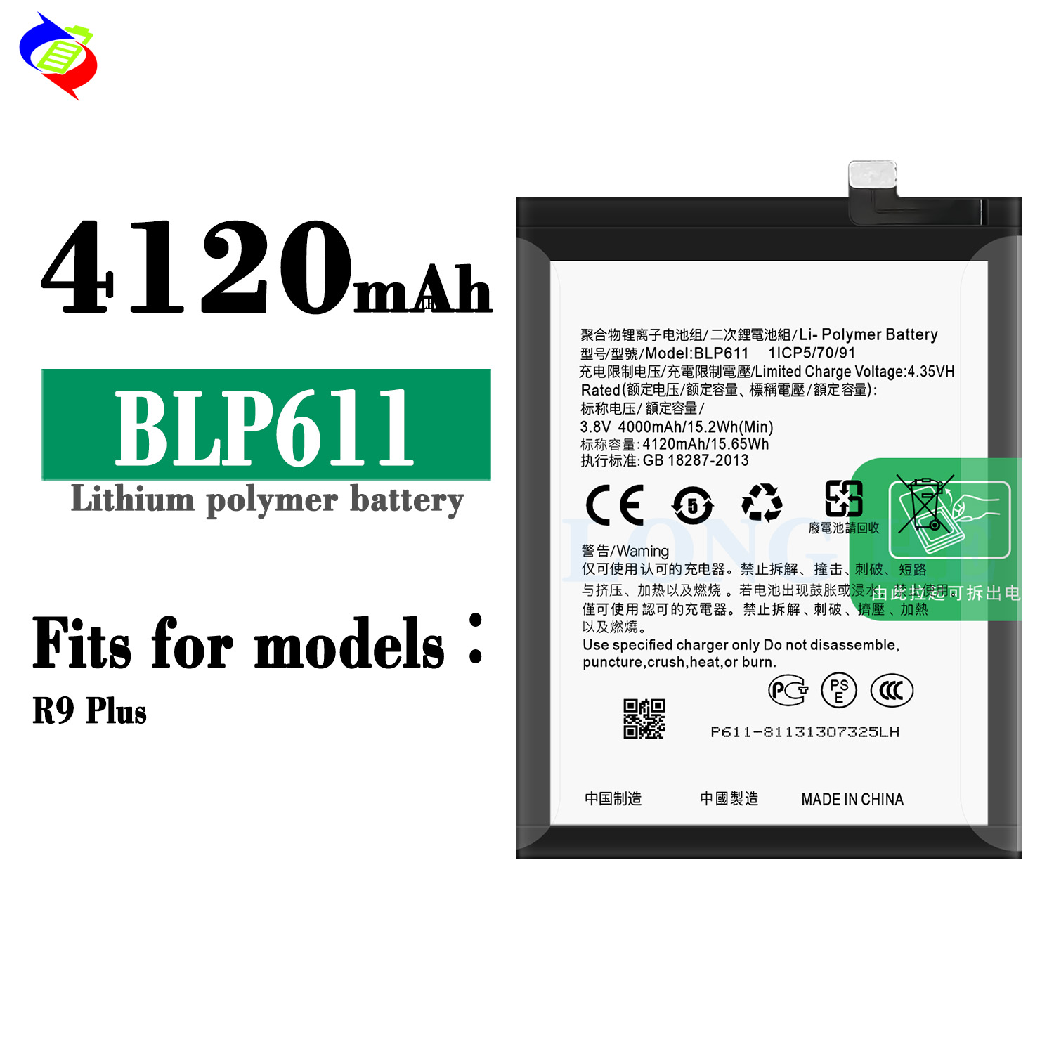 BLP611 Battery for OPPO R9 Plus R9PLUS R9P R 9P A and Original Lithium-ion Replacement