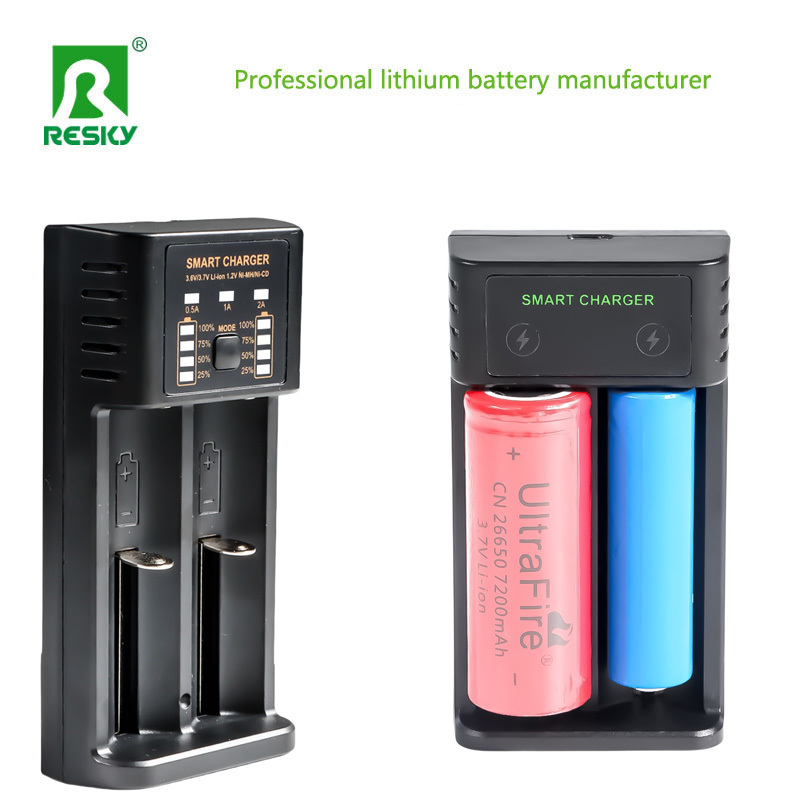 Rechargeable Cylindrical Battery Charger 2 Slots For 18650 18500 20650