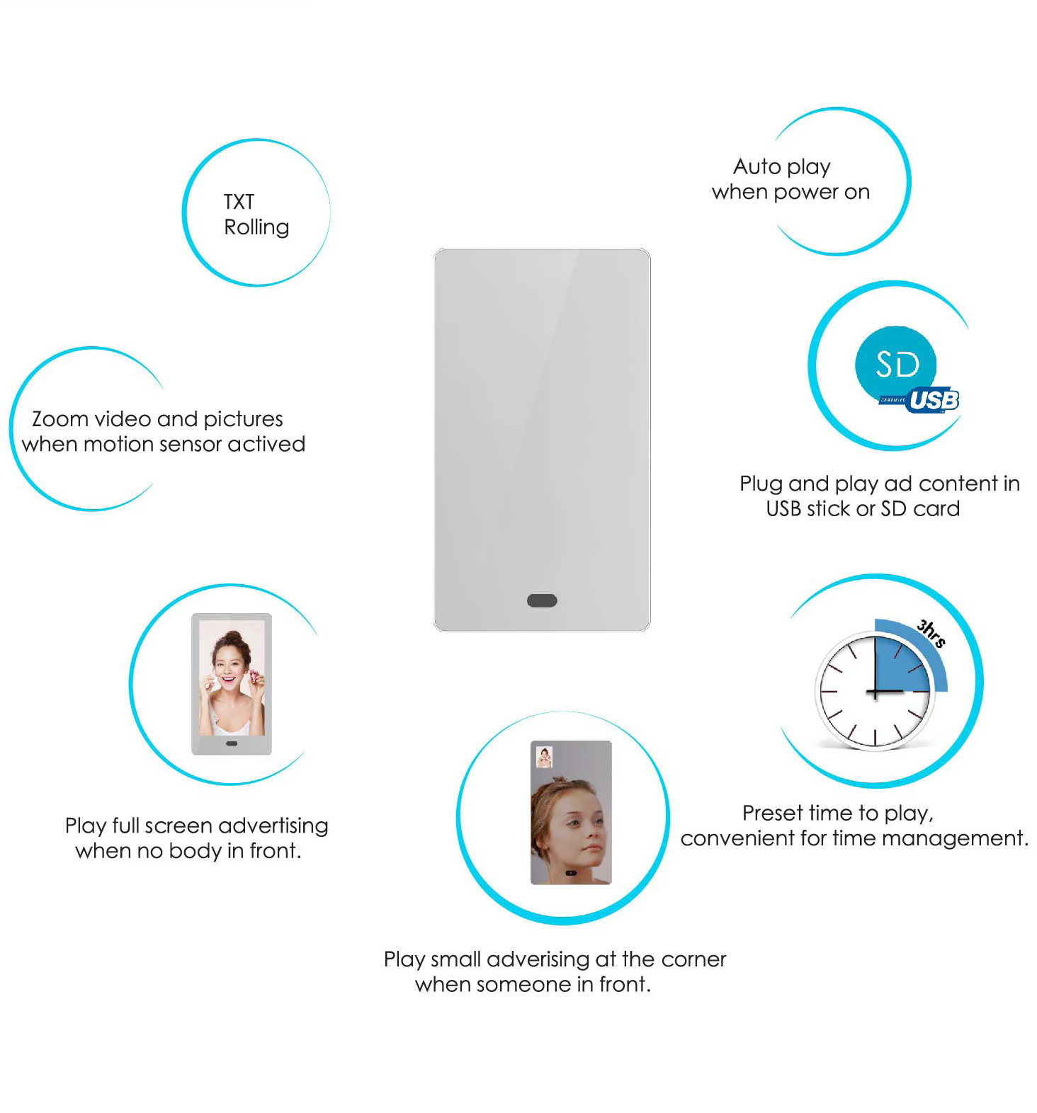JCVISION DIY Smart Mirror Wall Mounting Smart Magic Mirror 32inch 42inch 55inch