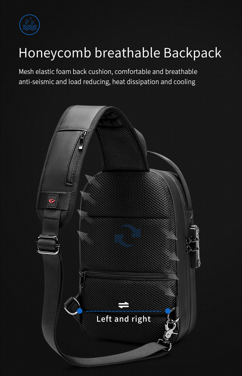 High quality brand men's leisure fashion waterproof anti theft shoulder chest crossbody sling bag for men