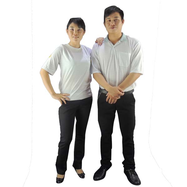 Blue Black 150g 96% Cotton 4% Conductive Fiber ESD T Shirts