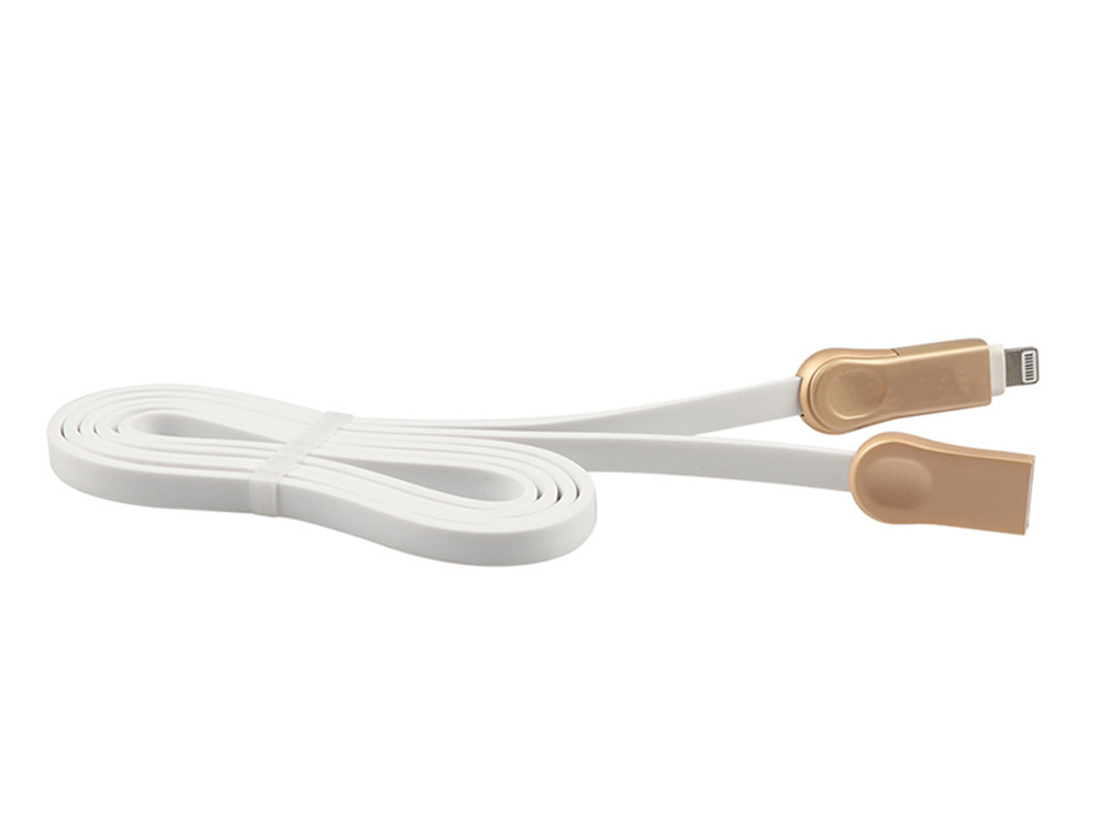 Android Zinc Alloy USB Extension Cable Metal Head Flat 3D For IPhone TPE