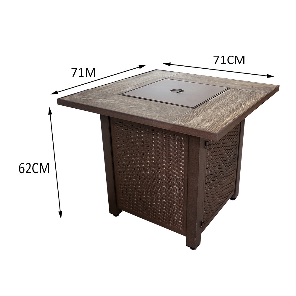 Outdoor Propane 50,000 BTU Square Gas Fire Pit For Patio Garden Backyard