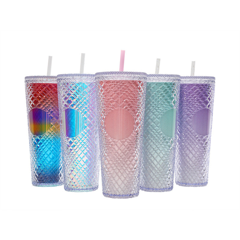 24Oz Studded Cup Tumbler With Lid And Straw Double Wall Insulated Matte