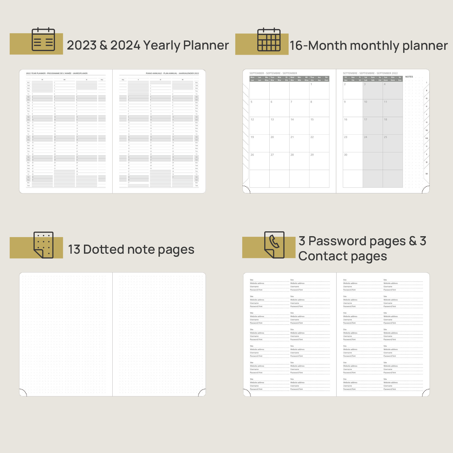 Sponge Filled Hardcover Academic Planner 2 Page Weekly Spreads Design