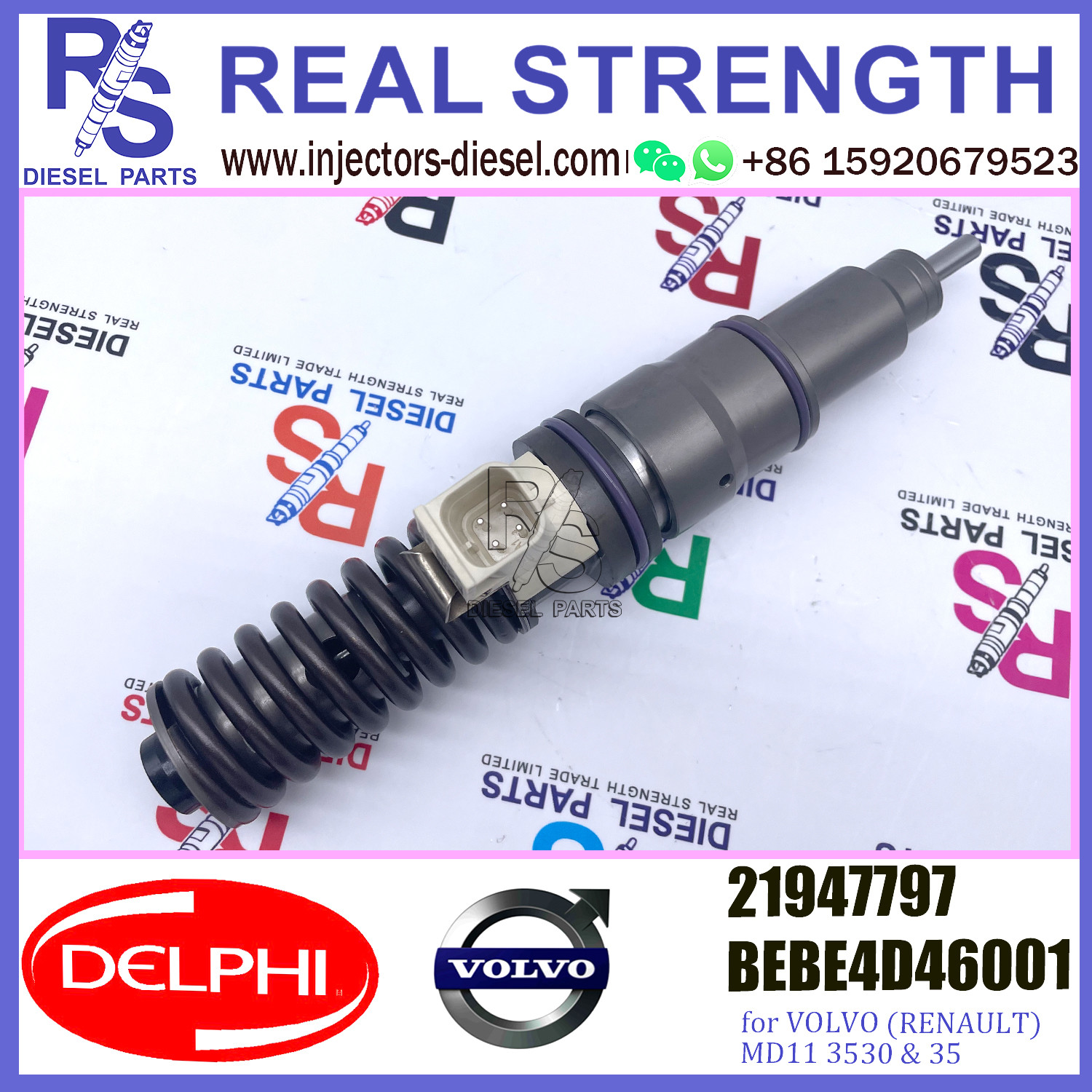 DELPHI 4pin injector 21947797 Diesel pump Injector V-O-L-V 21947797 BEBE4D46001 for V-O-L-V (RENAULT) MD11 3530 & 35