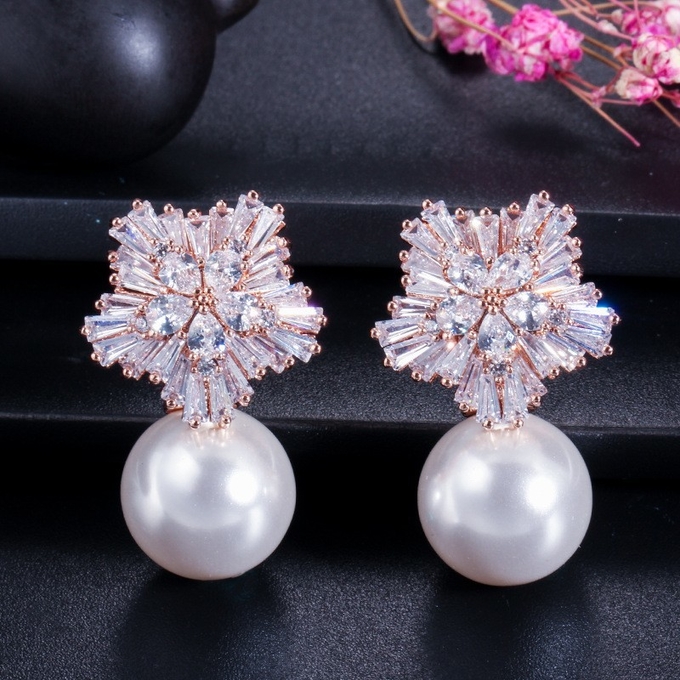 Fashion zirconia earrings cz earrings classic simple earrings design jewelry earrings necklace jewelry set