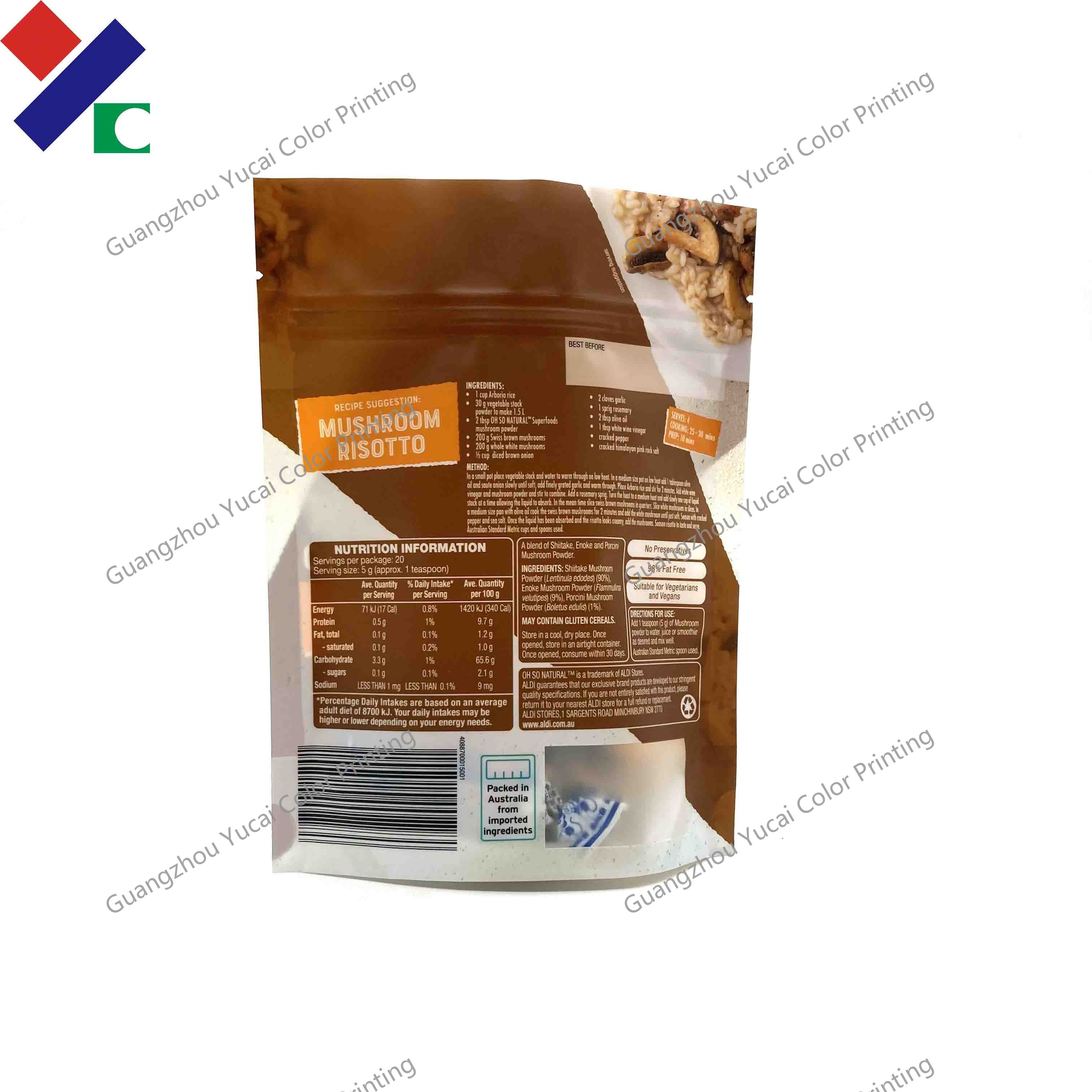 Customized Printing Plastic Packing Bag Top Zip Lock Pouch For Beef Jerky Tea Candy Whey Powder