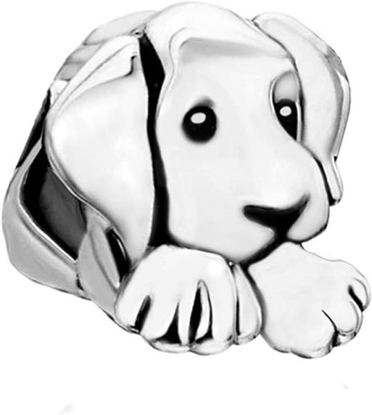 1.5-2.5mm SBI Jewelry Dog Lying Silver Bead Charms For Bracelets Necklace