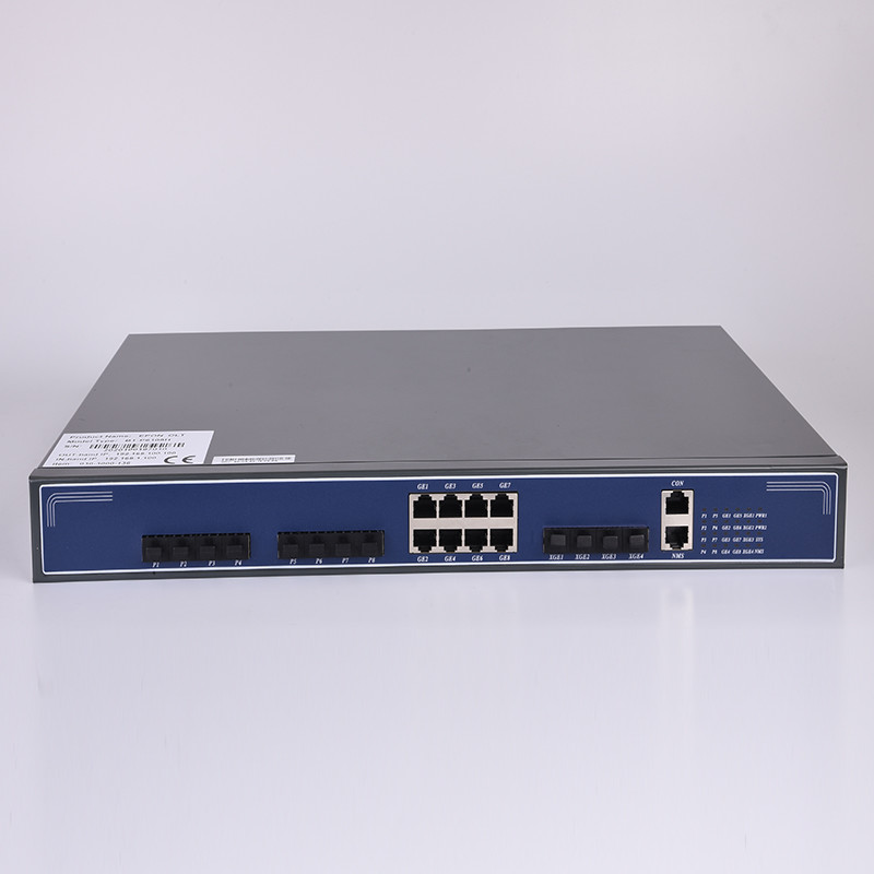 FTTH Equipment 4*10G SFP+ 8 PON Port Fiber Optic GEPON OLT