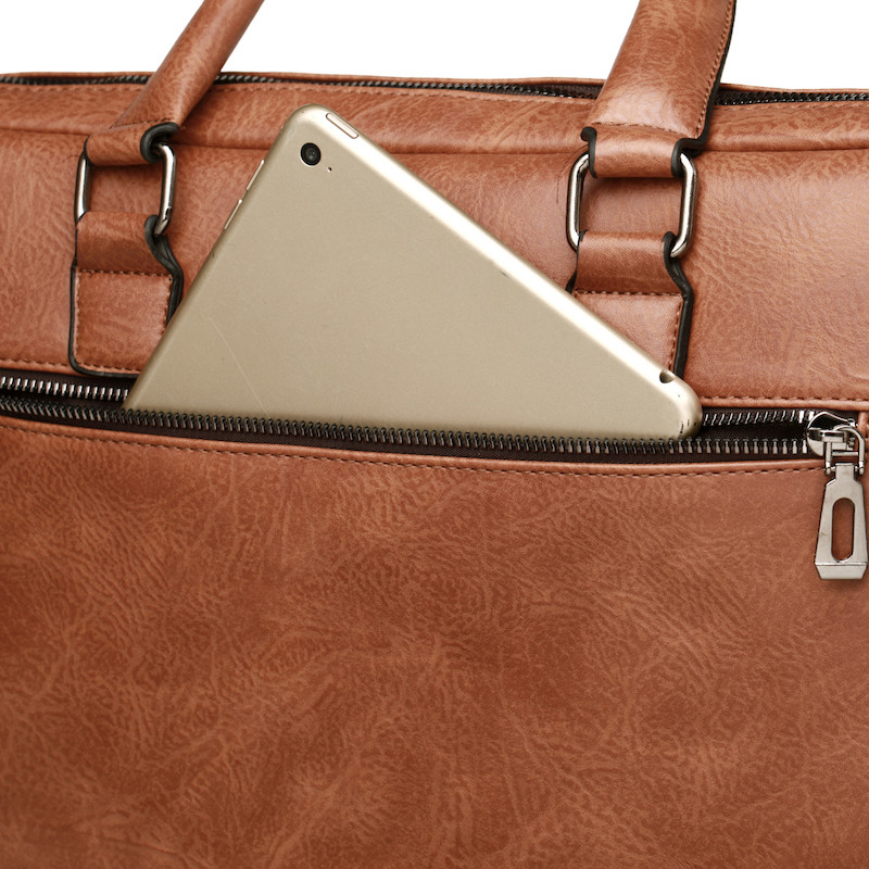 Men'S Briefcases Business Laptop Handbags Crossbody Shoulder Bag Pu Leather Bags Men Briefcase