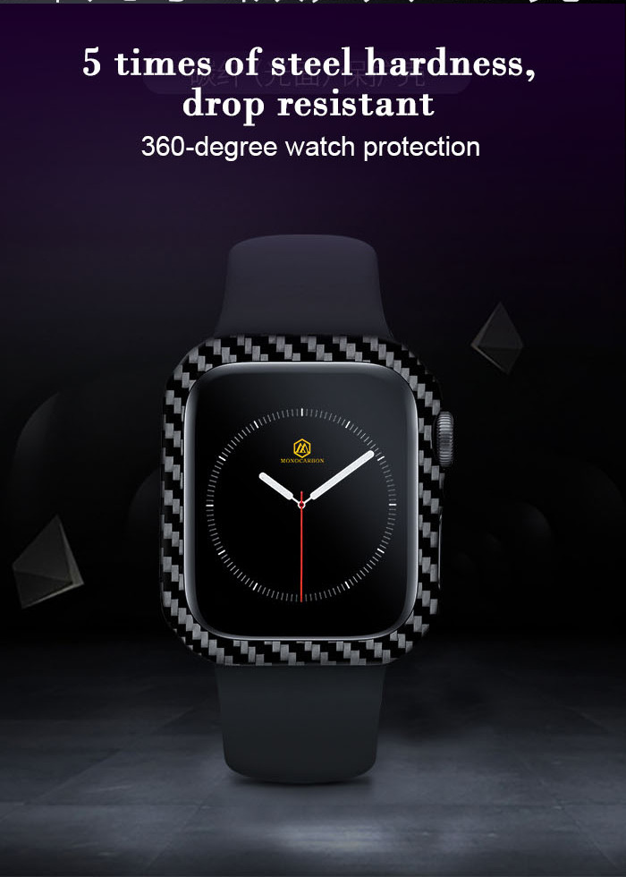 Black Scratchproof Apple Watch 4 Carbon Fiber Case 44mm