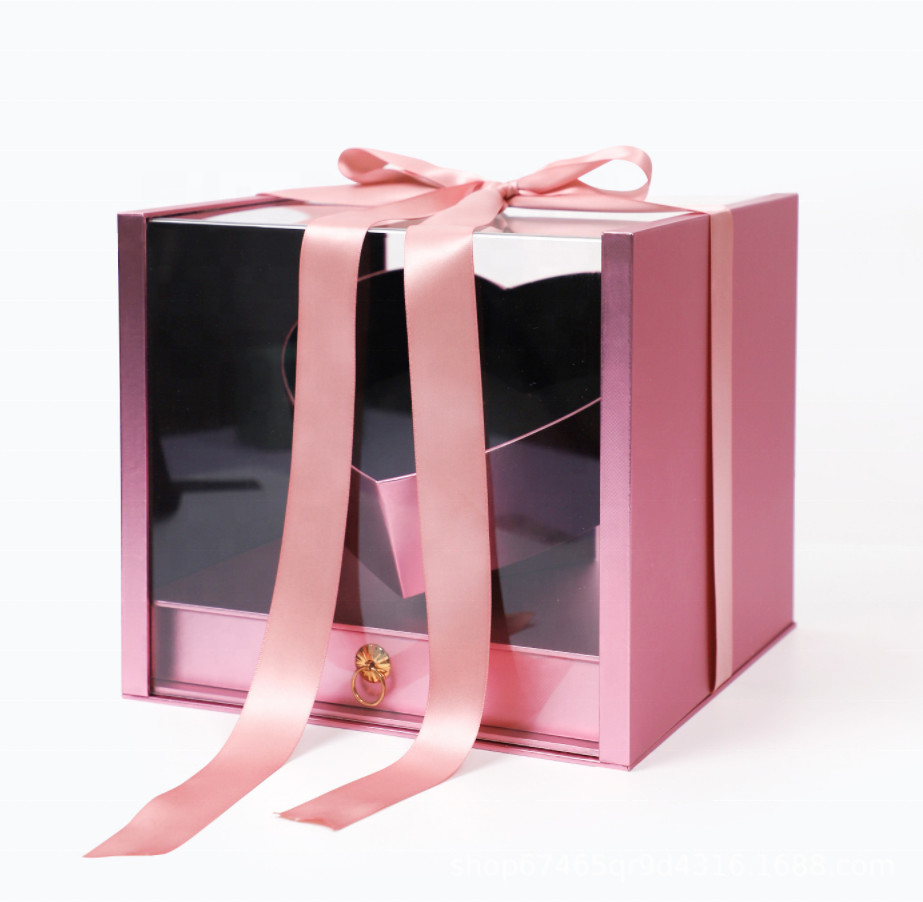 1mm 2mm 3mm Window Cardboard Flower Boxes Packaging 30x20x10cm