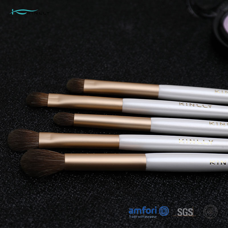 5PCS Shiny White ISO9001 Synthetic Hair Makeup Brush