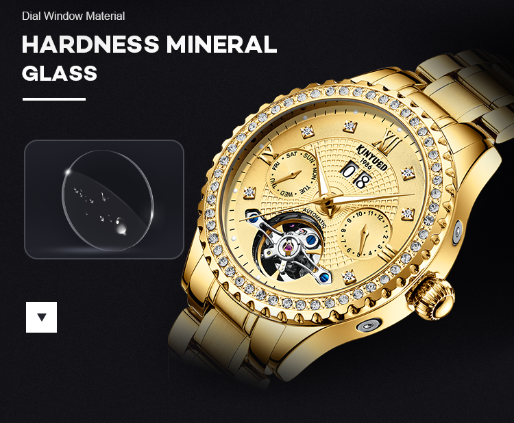 KINYUED Luxury Watch Brands Custom Water Resistant 3ATM Stainless Steel Men Watch