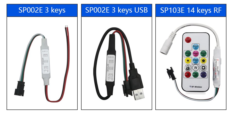 14 keys 3 pin LED Mini Controller , Sp002e Pixel Controller for LED light module