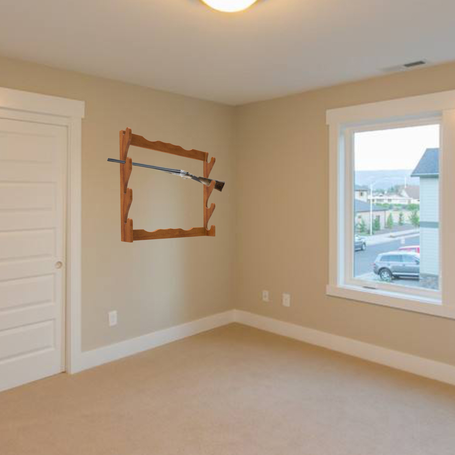 Wall Mounted Pop Pos Display Pinewood Wooden Gun Display Rack