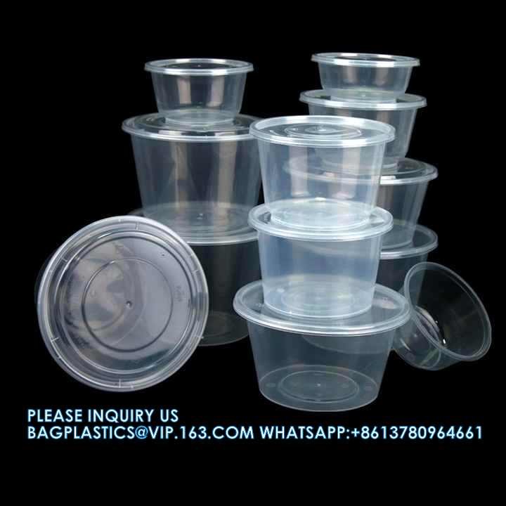 920ml Round Microwavable Plastic Disposable Soup Rice Bowls Restaurant Food Packaging Clear Container For Food