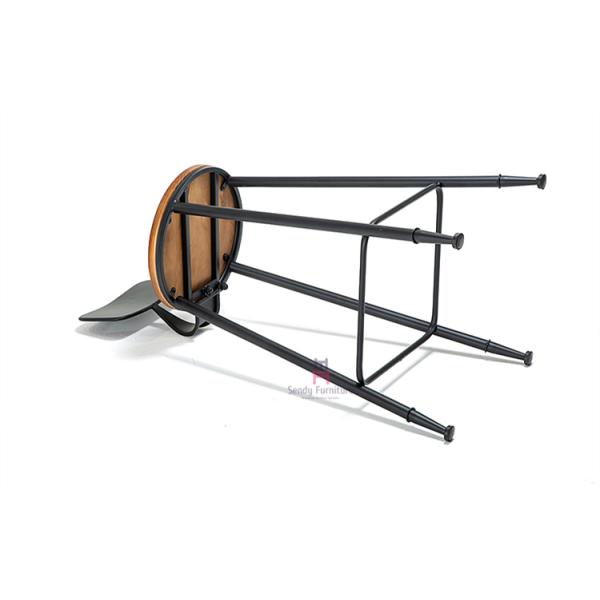 Simple Design Black Leather Bar Stools , Upholstered Metal Counter Height Stools
