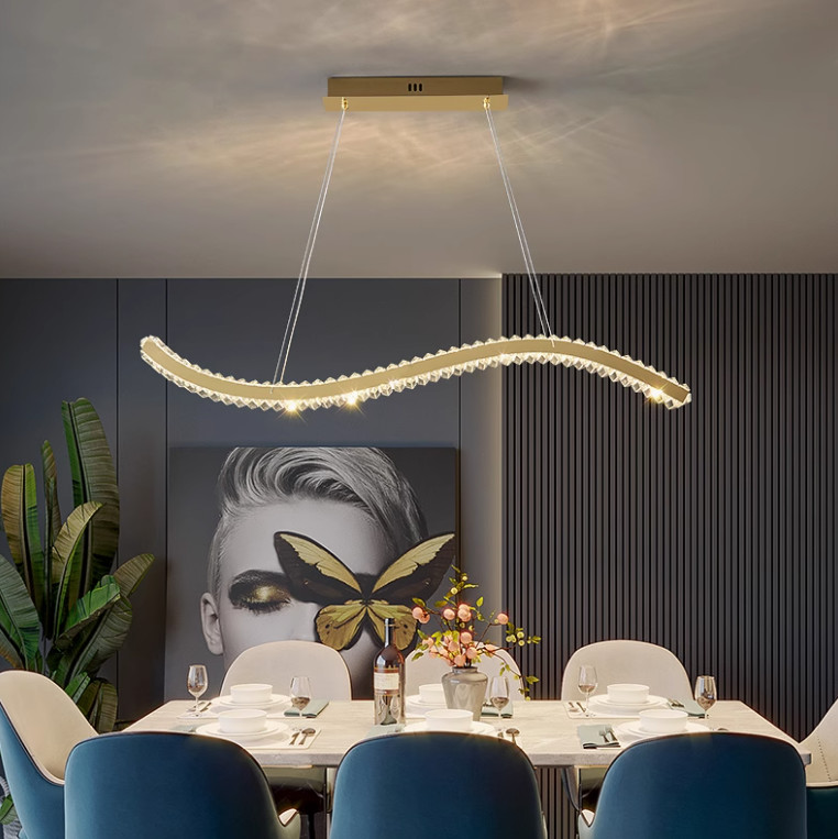 Restaurant lamp wavy crystal chandelier light luxury creative simple kitchen island lamp shop cash register bar lamp