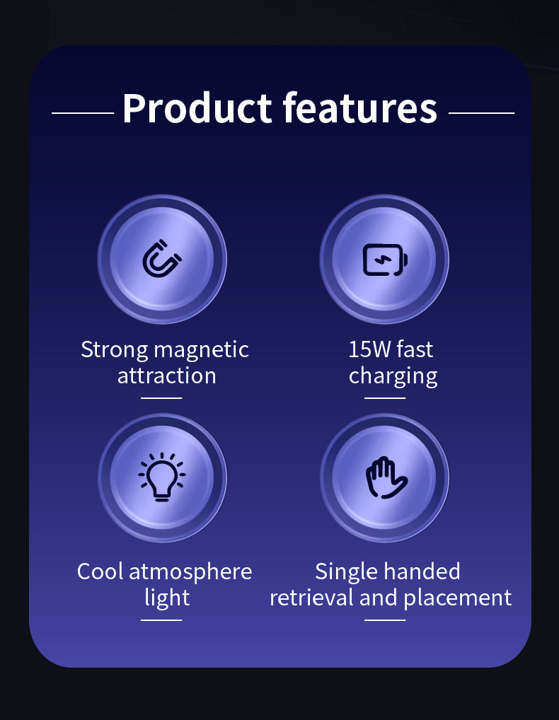 User-Friendly Magnetic Wireless Car Charger for Qi Smartphones in Silver/Grey