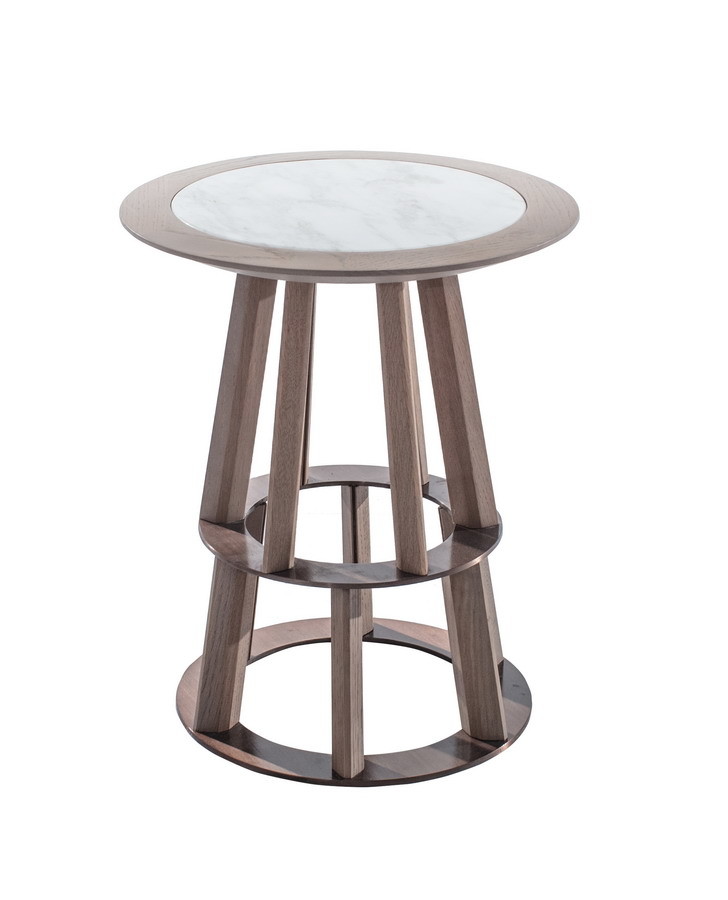 Itlay Minimalist design furniture made fron China factory by Oak wood in Red PU painting with Stone Cocktail table
