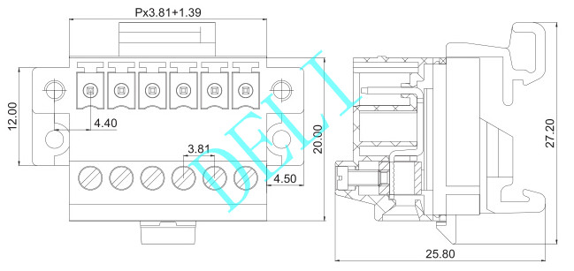 DL2EDG-VKM-XX-3.81 Pcb Wire Connector , Pluggable Terminal Block 3.81MM Pitch