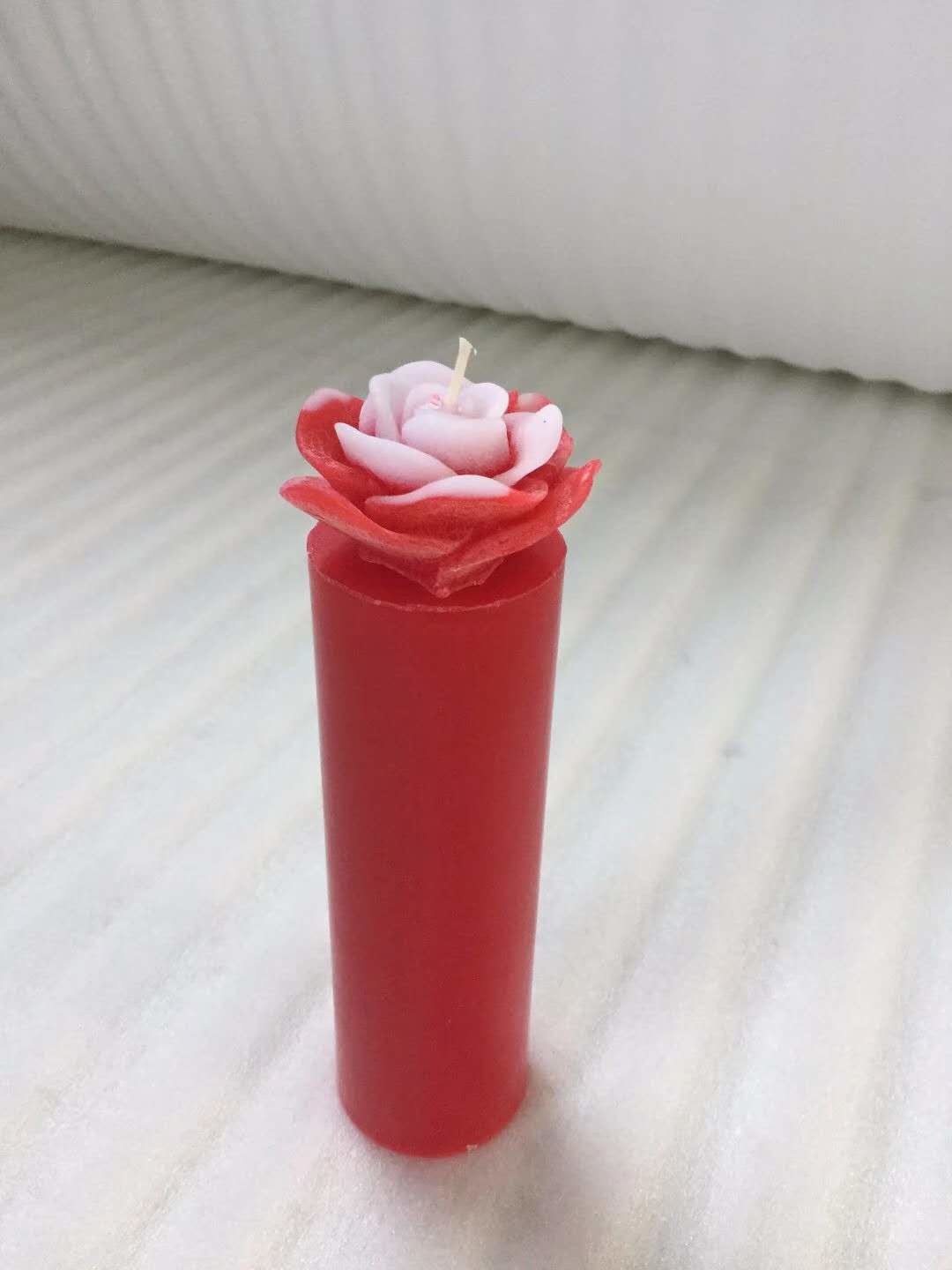100% paraffin wax unscented craft candle that the round pillar with flower packed into gift box