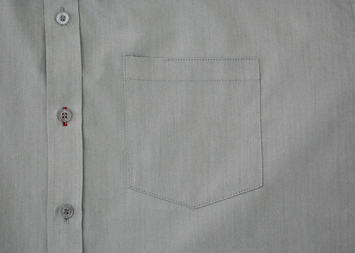 Grey Color Mens Oxford Work Shirts , Short Sleeve Button Up Work Shirts Anti Wrinkle