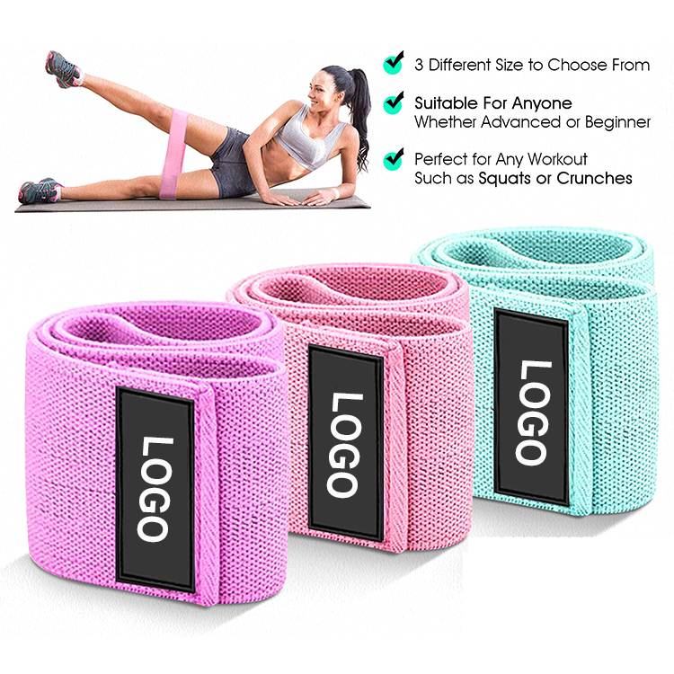 Polyester Webbing 66*8cm Fabric Glute Resistance Bands Thick Latex Silk