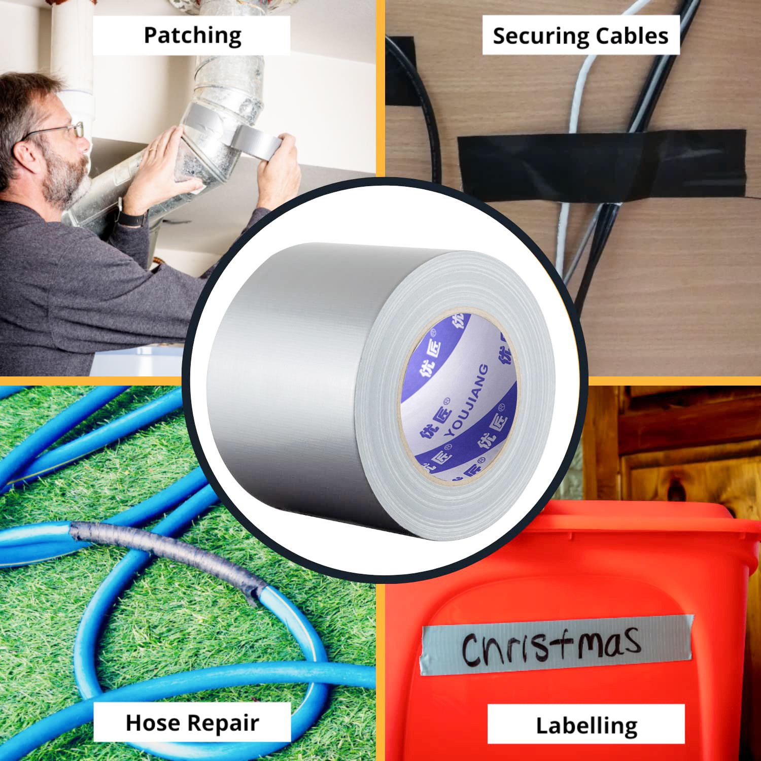 3903 Vinyl Duct Tape Single Sided Pipe Repair Carpet Adhesive Tape Color Sealing Strong Waterproof Tape