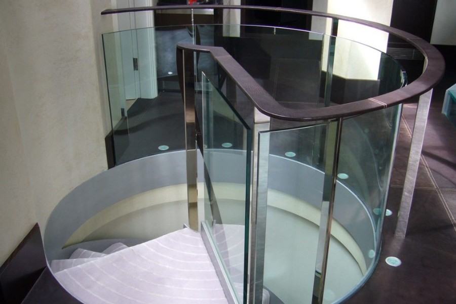 Curved Stairs Glass Railing Balcony Customized Safety Tempered Glass Railing Frameless Aluminum And Glass Railings For Decks