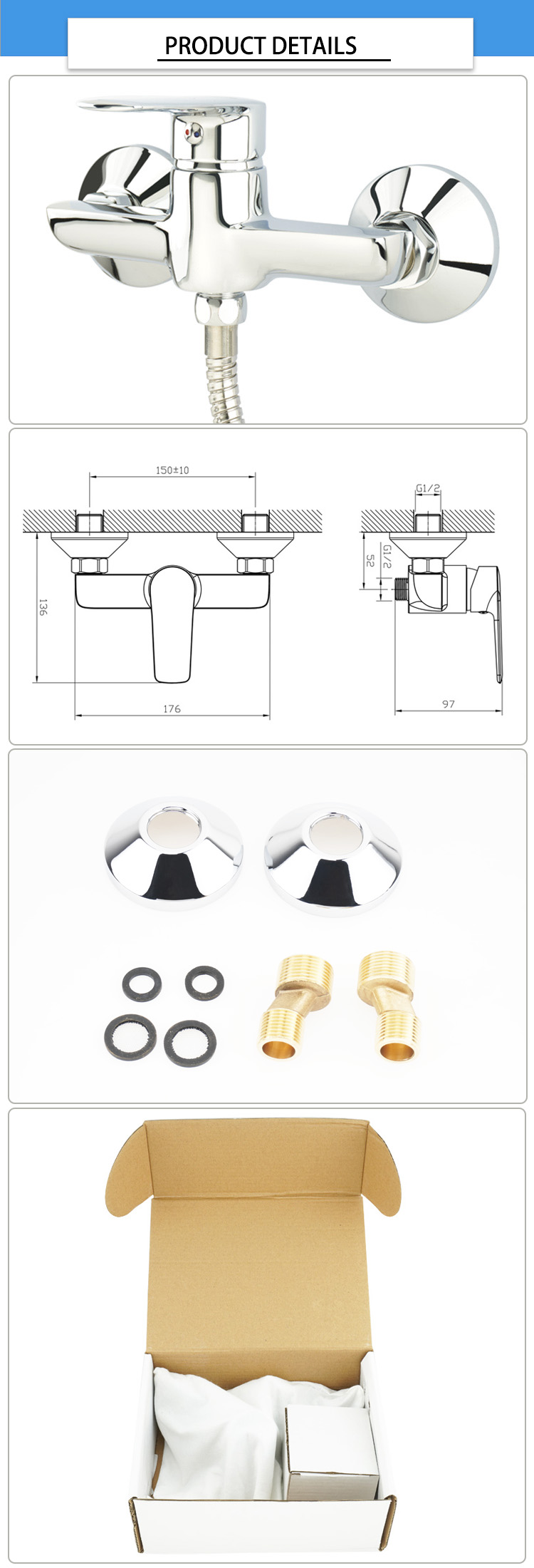 Polished 500000 Cycles Bathroom Hot And Cold Water Mixer