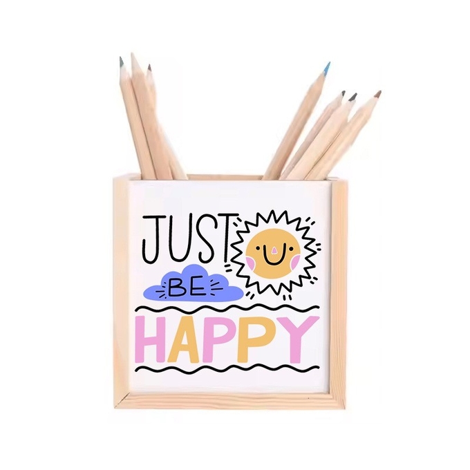 Customized Sublimation Printing Wooden Pen Holder Gift For Students