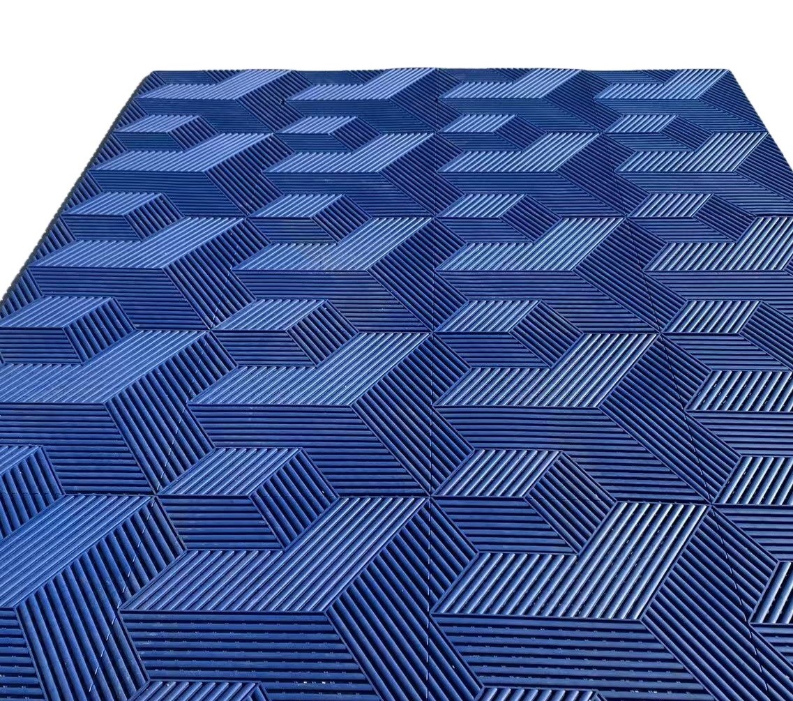 Ribbed Epoxy Garage Flooring Tiles with UV Protection and Easy Maintenance