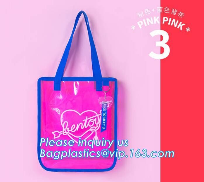 Summer Detachable Women Transparent PVC Handbag Shoulder Bag, handle shoulder strap sand vinyl tote clear pvc beach bag