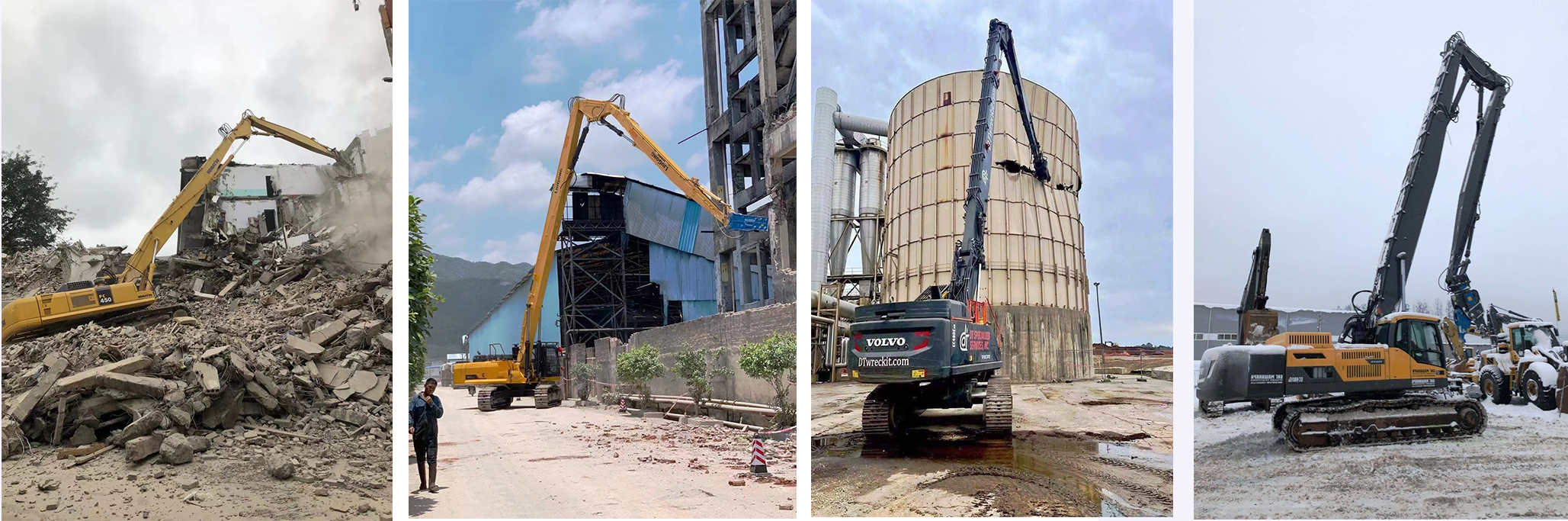 Three Parts Telescopic Demolition Boom , Q355B Q690D Demolition Excavator Arm