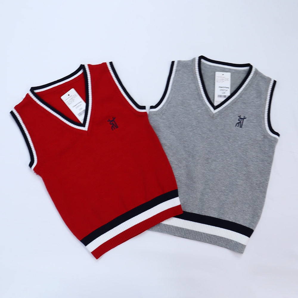 Stock Kids Clothes School Uniform Sweater Primary School Kids Uniforms Waistcoat Baby Vests