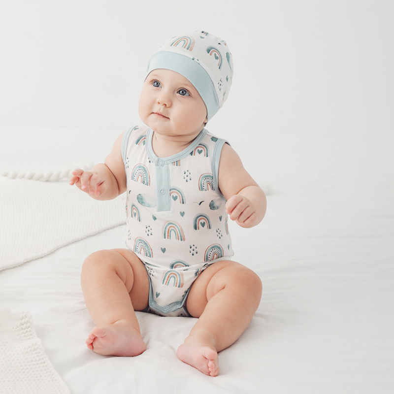 In Stocks Custom Color Printing Baby Rompers 97%Bamboo 3%Spandex Snaps Design Baby Clothing