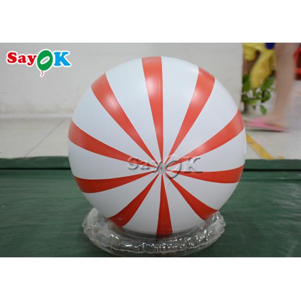 0.6m Red And White PVC Self Inflating Christmas Balloon Customized Store Decor