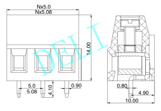 plastic enclosures with terminal block 5.0 pitch Screw type DL128L--XX-5.0/5.08 MKDS 1.5/ 2-5.08 1715721 Phoenix