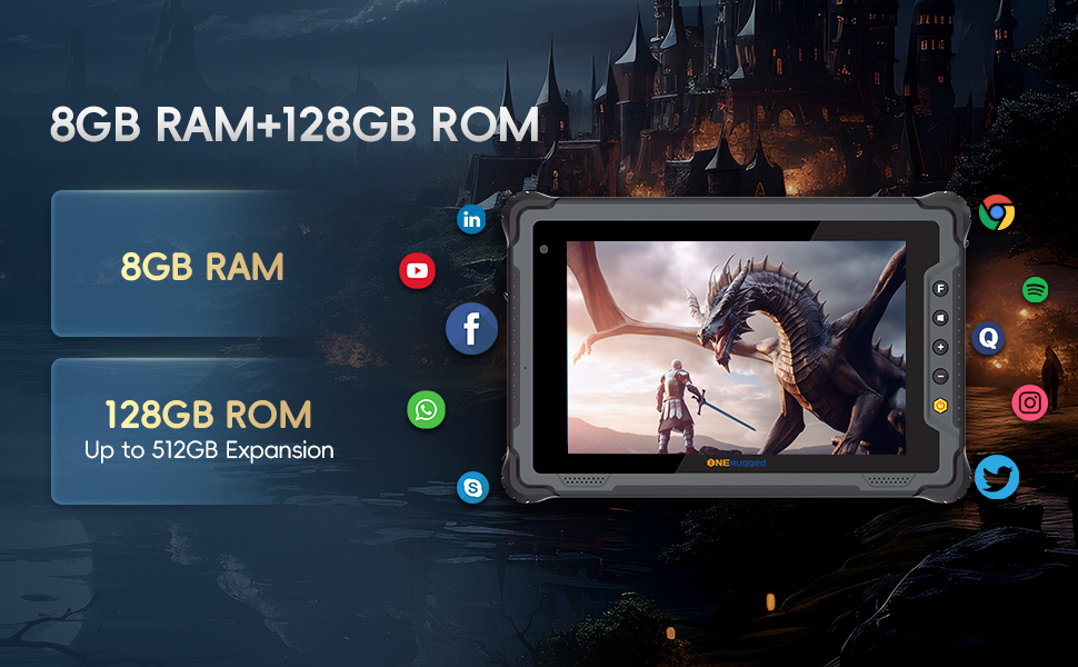 Industrial ONERugged M80J 8 inch Win11 Pro Tablet IP65 Waterproof MIL-STD-810H Certified for Outdoor Work